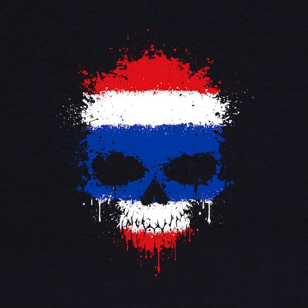 Chaotic Thai Flag Splatter Skull by jeffbartels